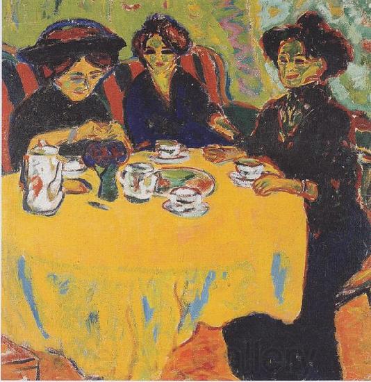 Ernst Ludwig Kirchner Coffee drinking women Germany oil painting art